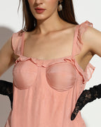 Blush Cascade Ruffle High-Low Dress