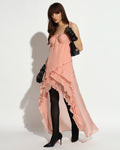 Blush Cascade Ruffle High-Low Dress