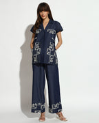 Navy Blue Embroidered Co-ord Set