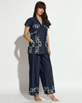 Navy Blue Embroidered Co-ord Set