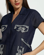 Navy Blue Embroidered Co-ord Set