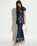 Navy Blue Embroidered Co-ord Set