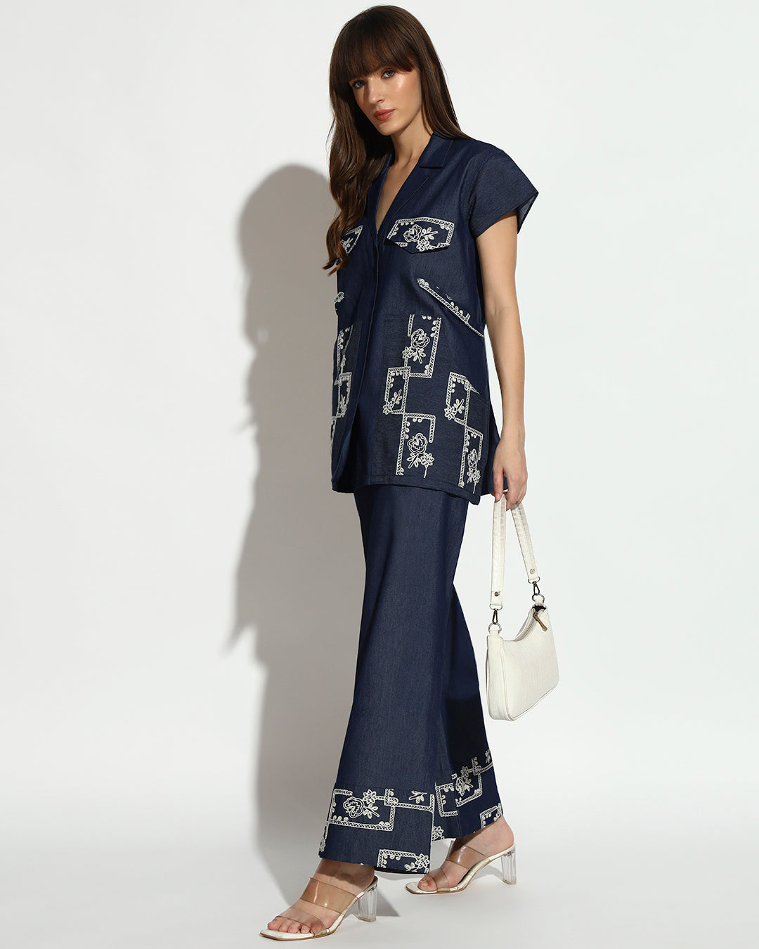 Navy Blue Embroidered Co-ord Set