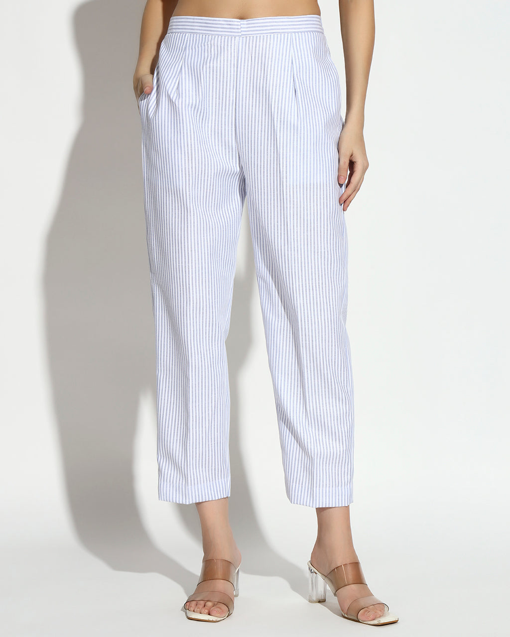 White Striped Shirt & Trouser Co-ord Set