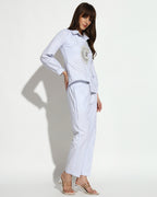 White Striped Shirt & Trouser Co-ord Set