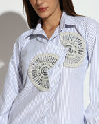 White Striped Shirt & Trouser Co-ord Set