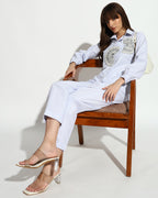 White Striped Shirt & Trouser Co-ord Set