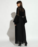 Black Sheer Shirt & Draped Skirt Co-ord Set