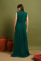 Emerald Green Pleated Maxi Gown