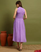 Lavender Breeze Pleated Midi Dress