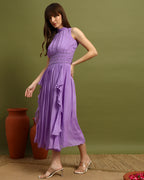 Lavender Breeze Pleated Midi Dress