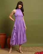 Lavender Breeze Pleated Midi Dress