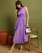 Lavender Breeze Pleated Midi Dress