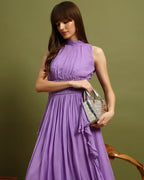 Lavender Breeze Pleated Midi Dress