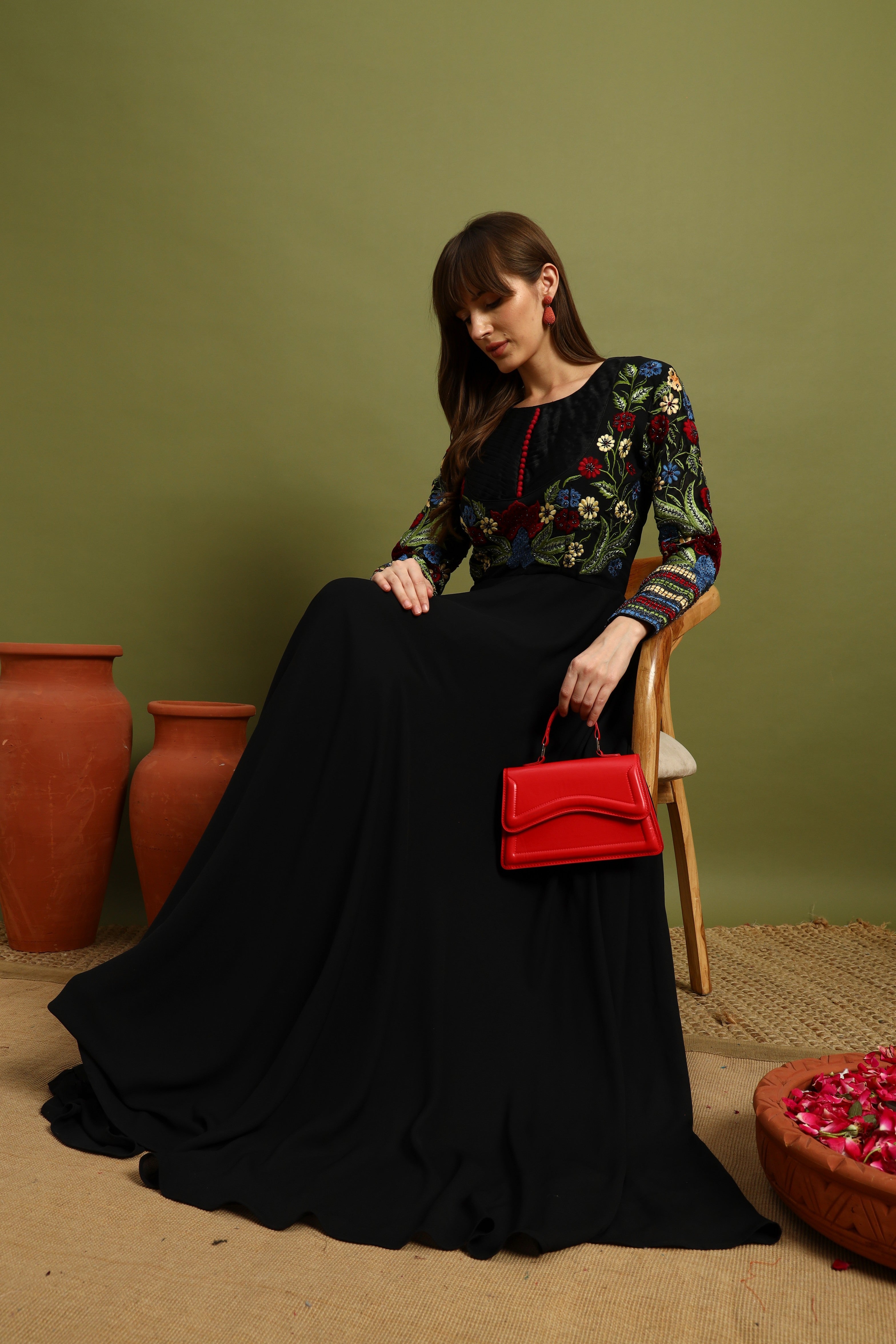 Amber Bloom Embroidered Midi Dress Myriads Amber Bloom Embroidered Midi Dress Myriads