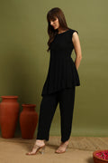 Black Asymmetrical Kurta Set