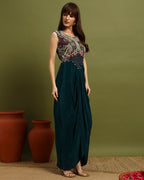 Emerald Green Draped Gown