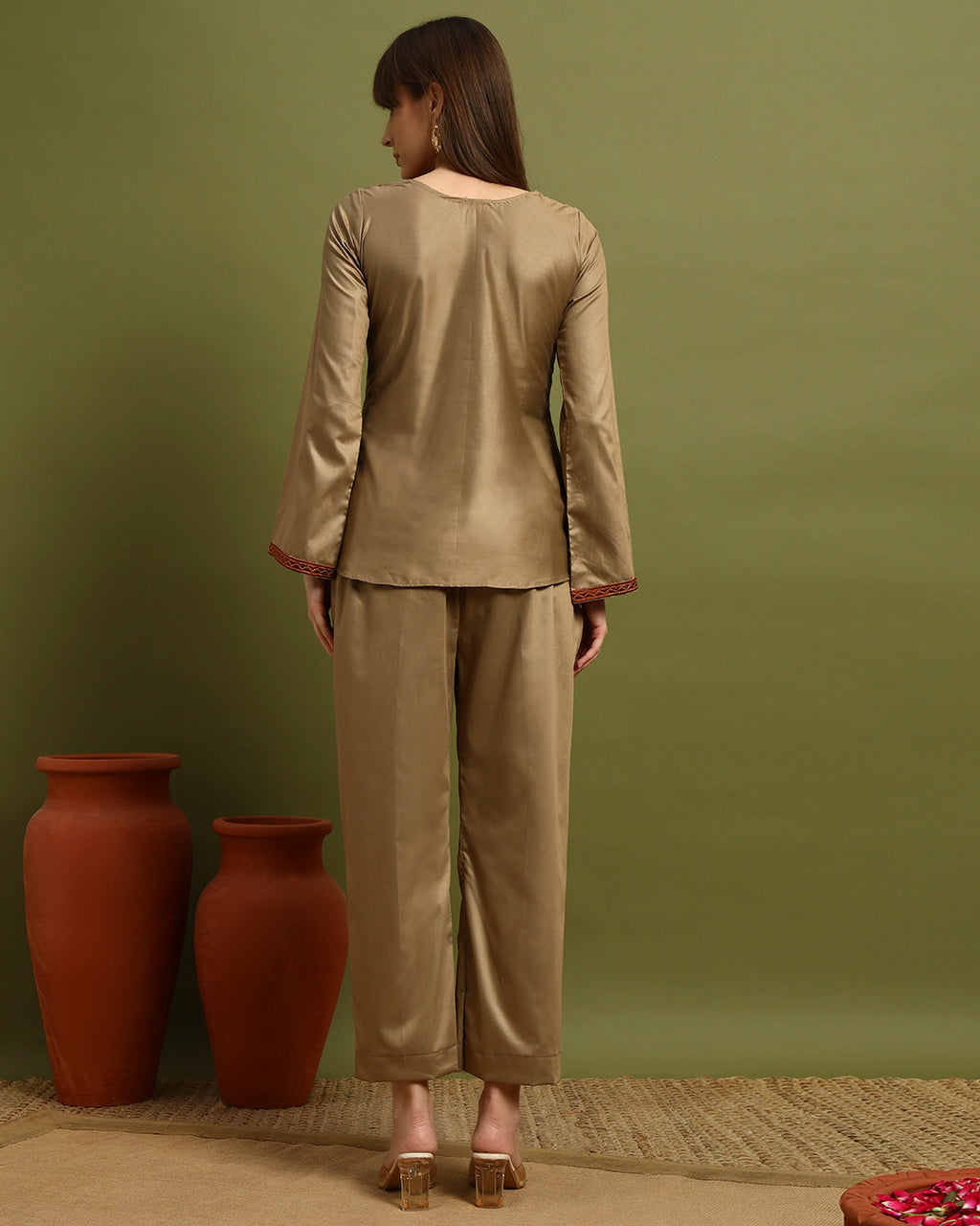 Golden Serenity Embroidered Co-ord Set