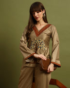 Golden Serenity Embroidered Co-ord Set