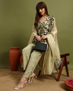 Golden Aura Embroidered Cape Set