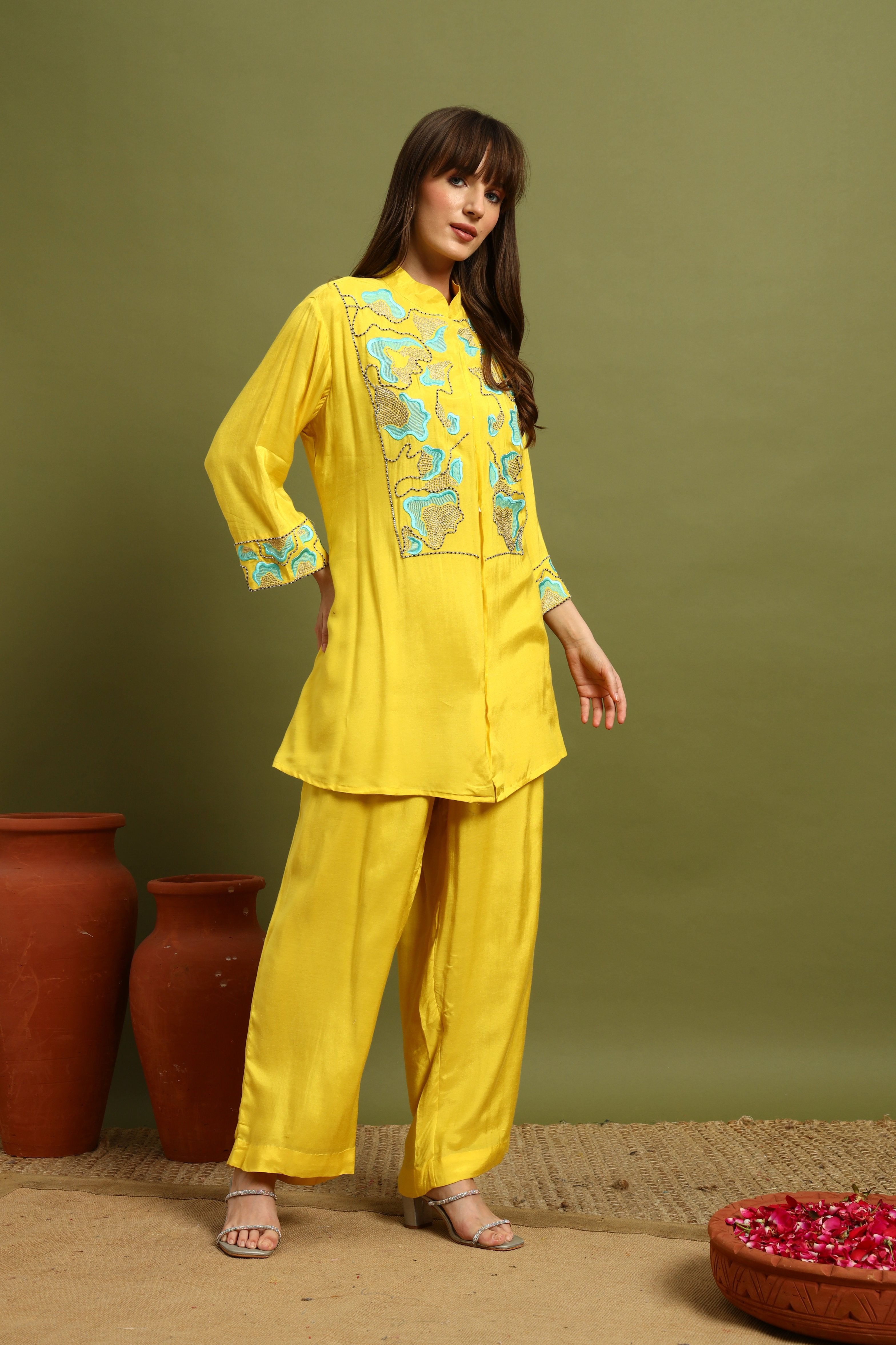Yellow Embroidered Co-ord Set