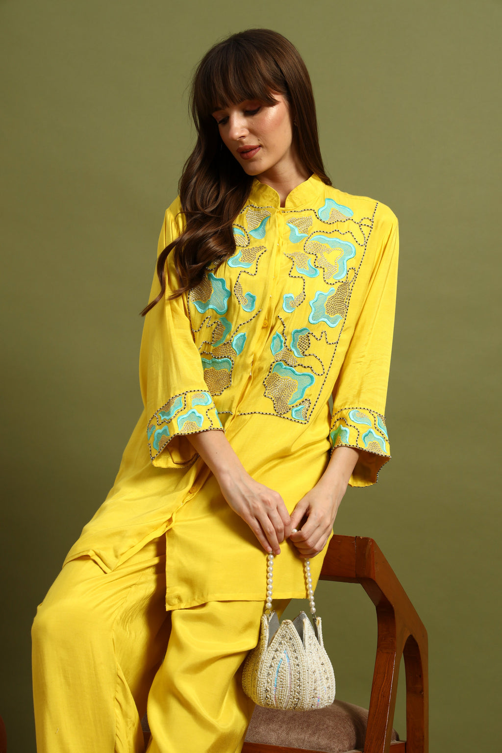 Yellow Embroidered Co-ord Set