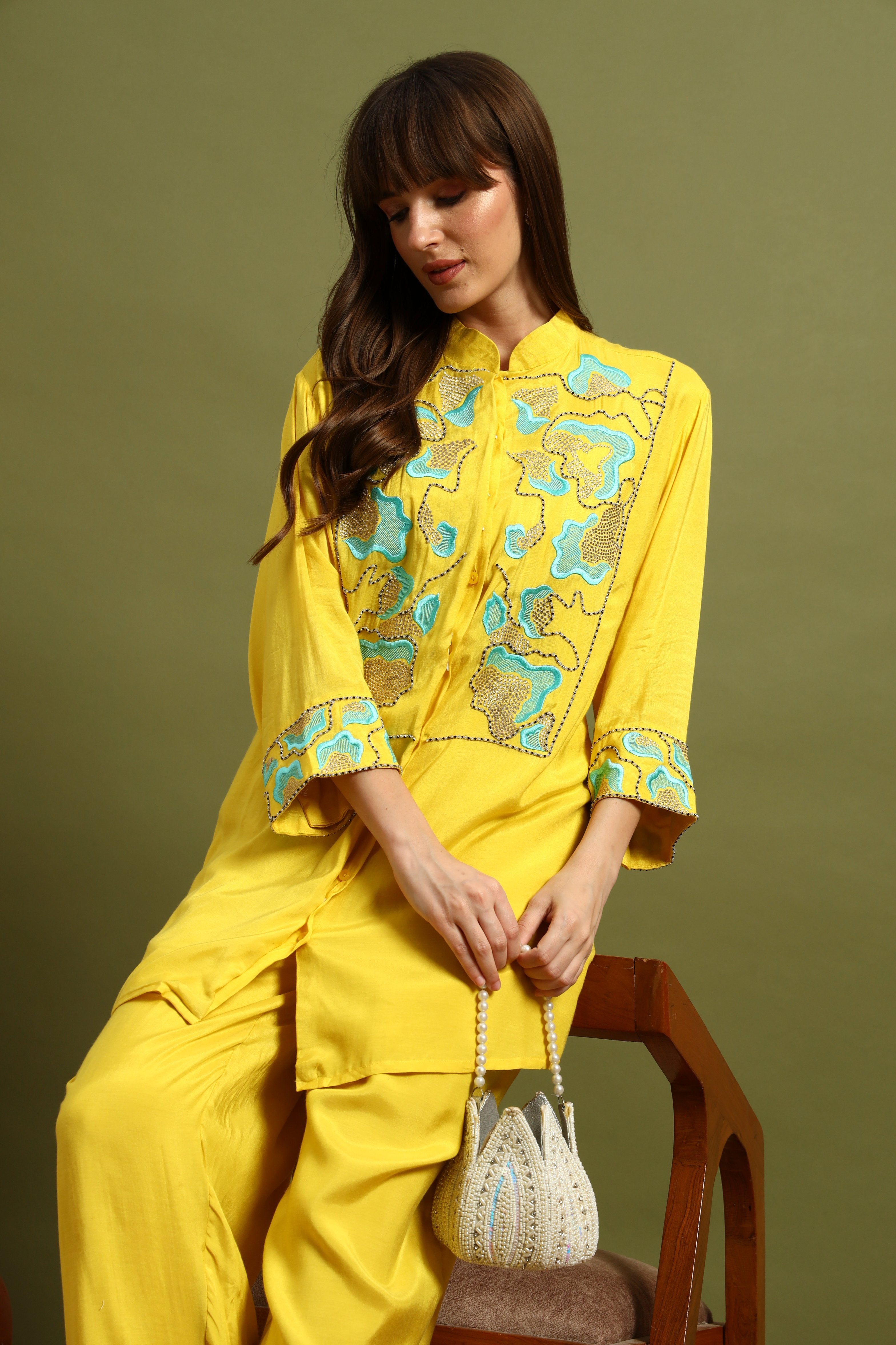 Yellow Embroidered Co-ord Set