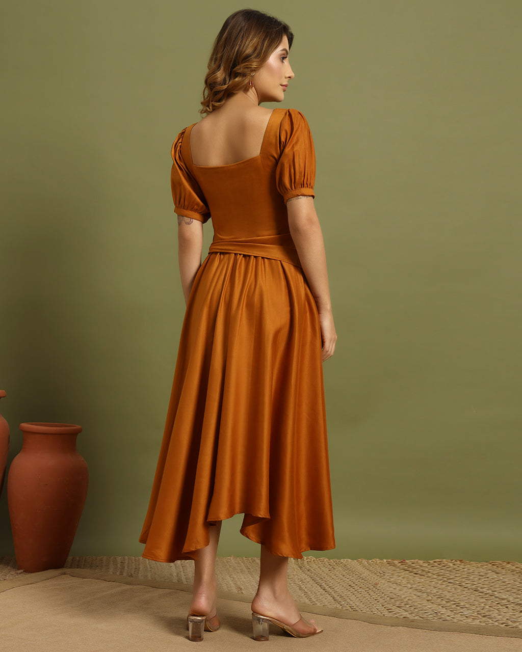 Amber Bloom Embroidered Midi Dress