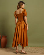 Amber Bloom Embroidered Midi Dress