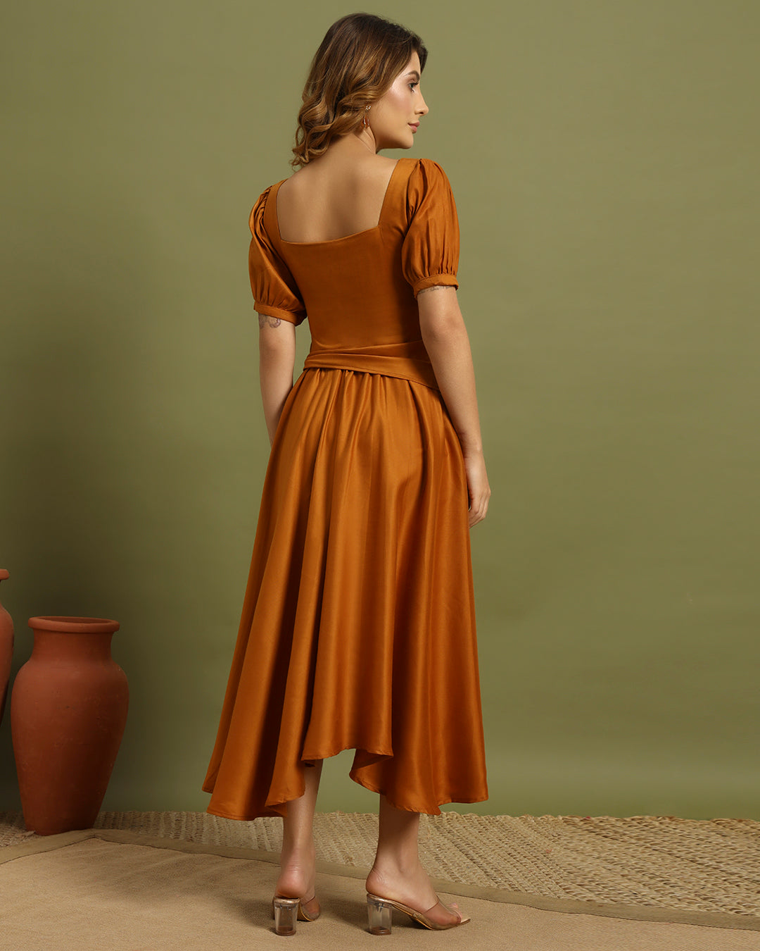 Amber Bloom Embroidered Midi Dress