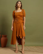 Amber Bloom Embroidered Midi Dress