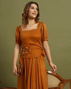 Amber Bloom Embroidered Midi Dress