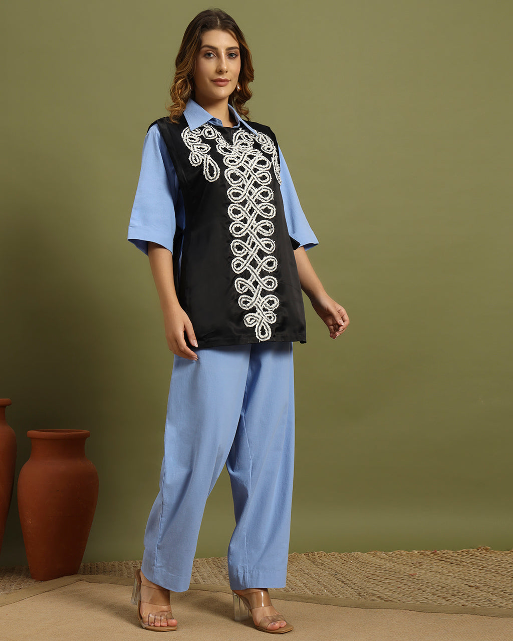 Azure Noir Embroidered Co-ord Set