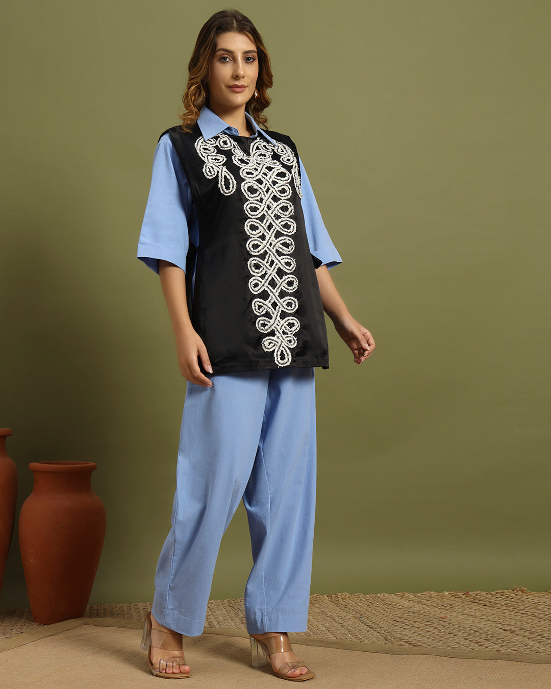 Azure Noir Embroidered Co-ord Set