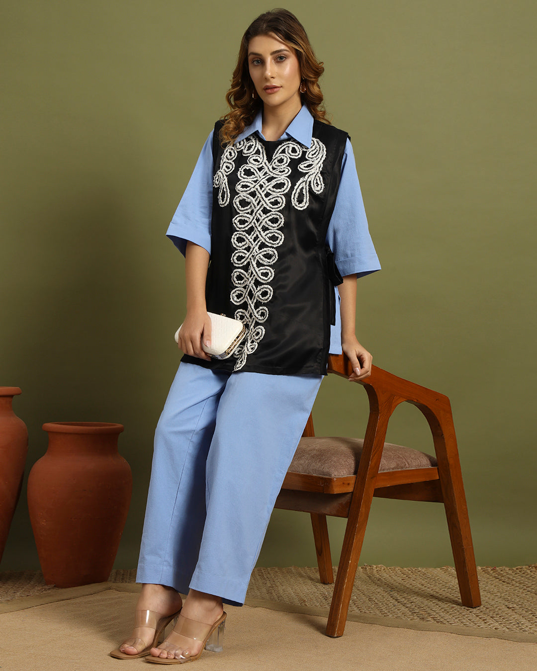 Azure Noir Embroidered Co-ord Set