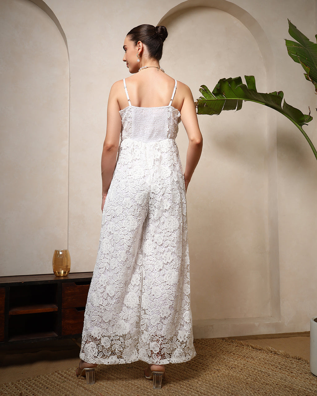Ivory Lace Spaghetti Jumpsuit