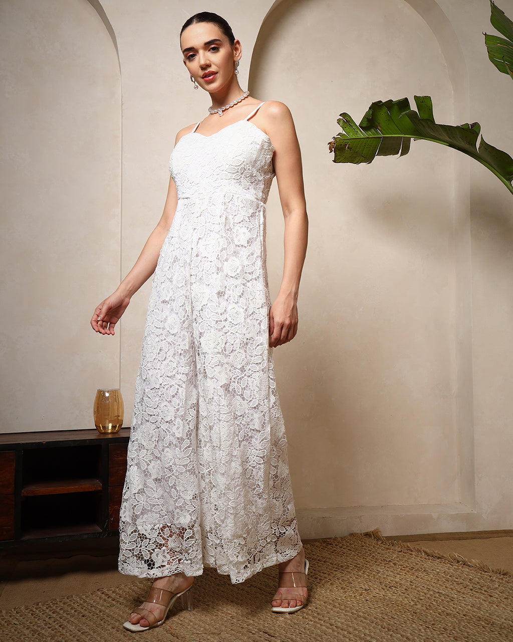 Ivory Lace Spaghetti Jumpsuit