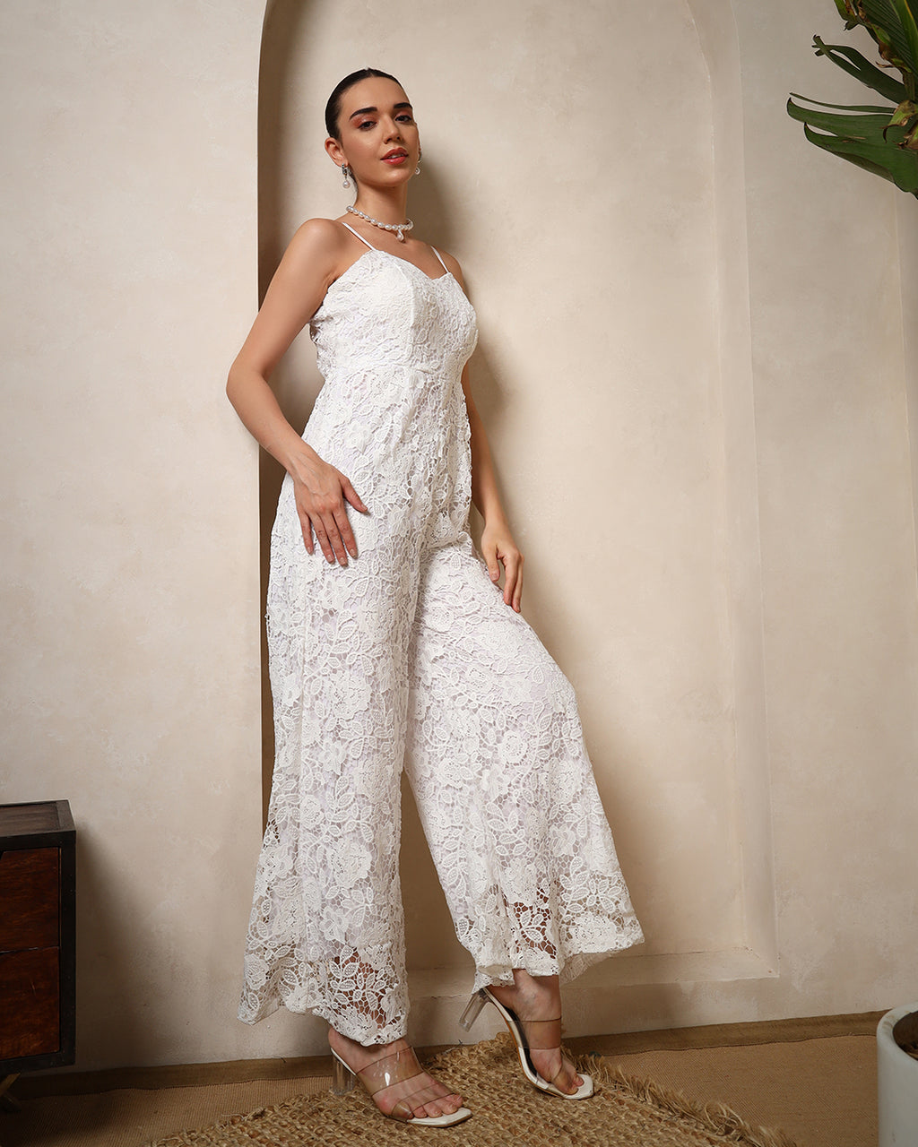 Ivory Lace Spaghetti Jumpsuit