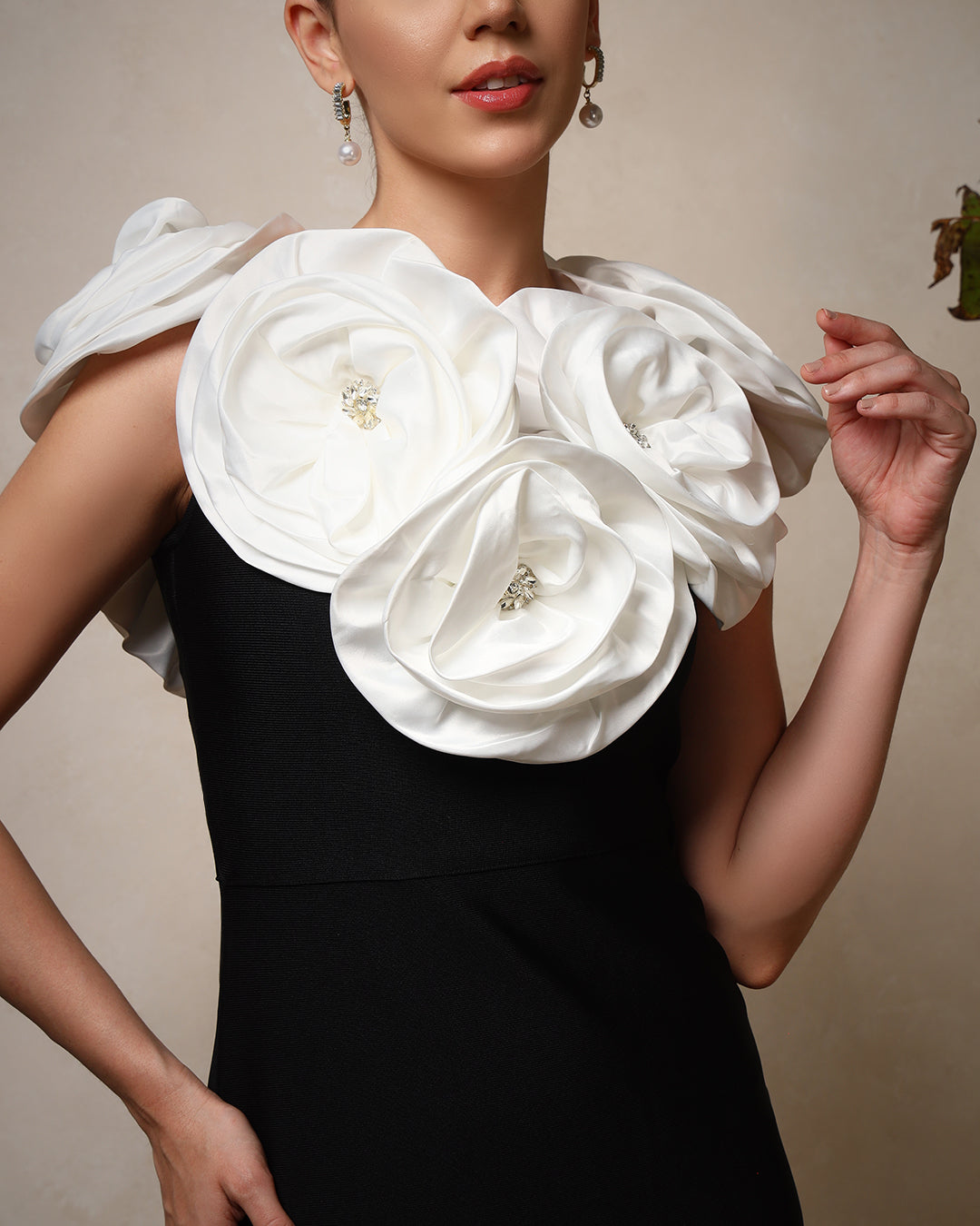 Noir Petal Sculpted Gown