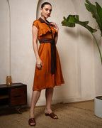 Amber Mocha Belted Shirt Dress