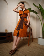 Amber Mocha Belted Shirt Dress