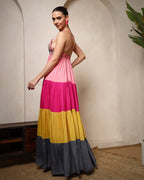 Sunset Bloom Tiered Maxi Dress