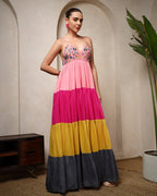 Sunset Bloom Tiered Maxi Dress