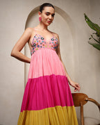 Sunset Bloom Tiered Maxi Dress