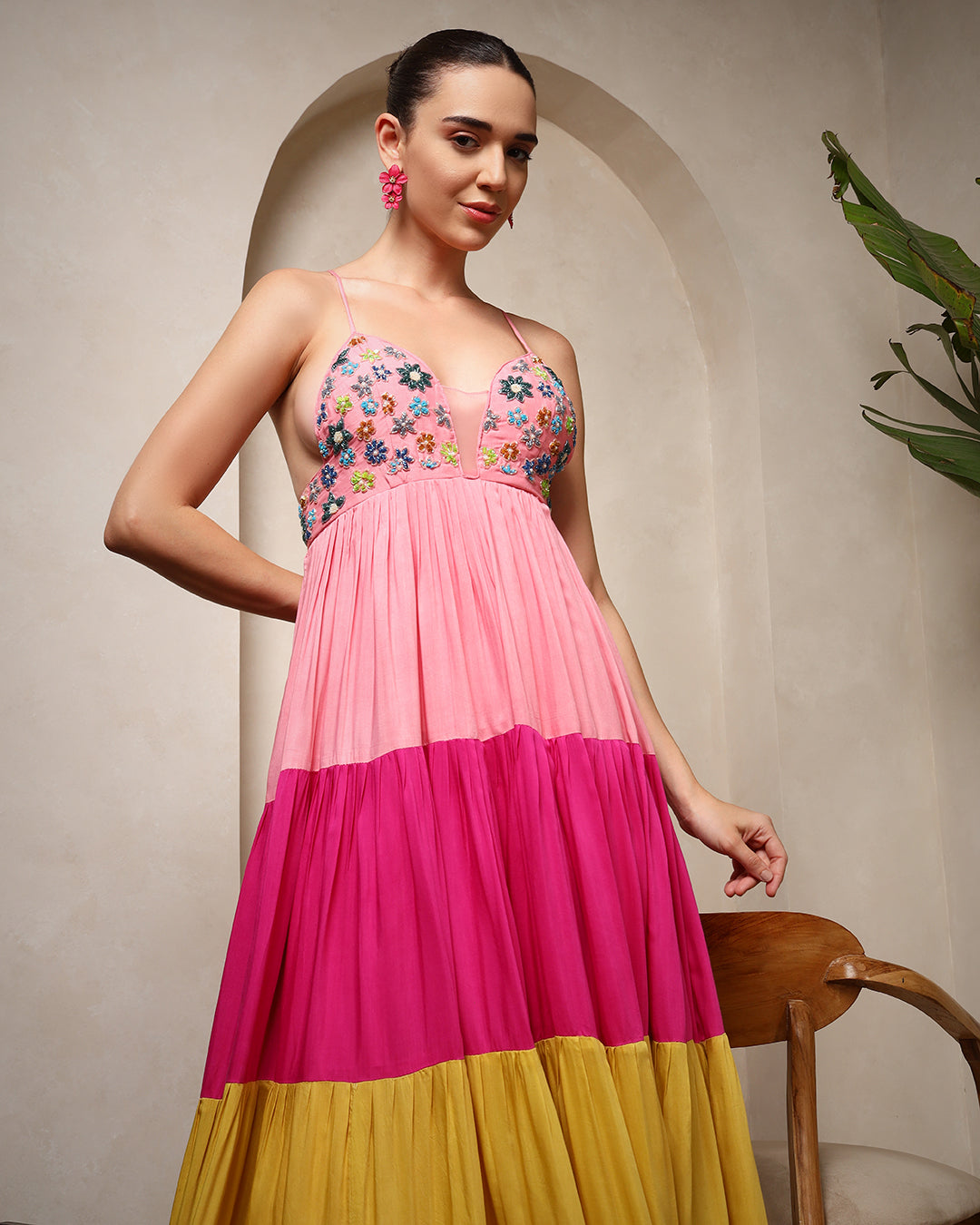 Sunset Bloom Tiered Maxi Dress