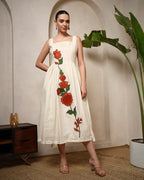 Ivory Bloom Handcrafted Midi Dress