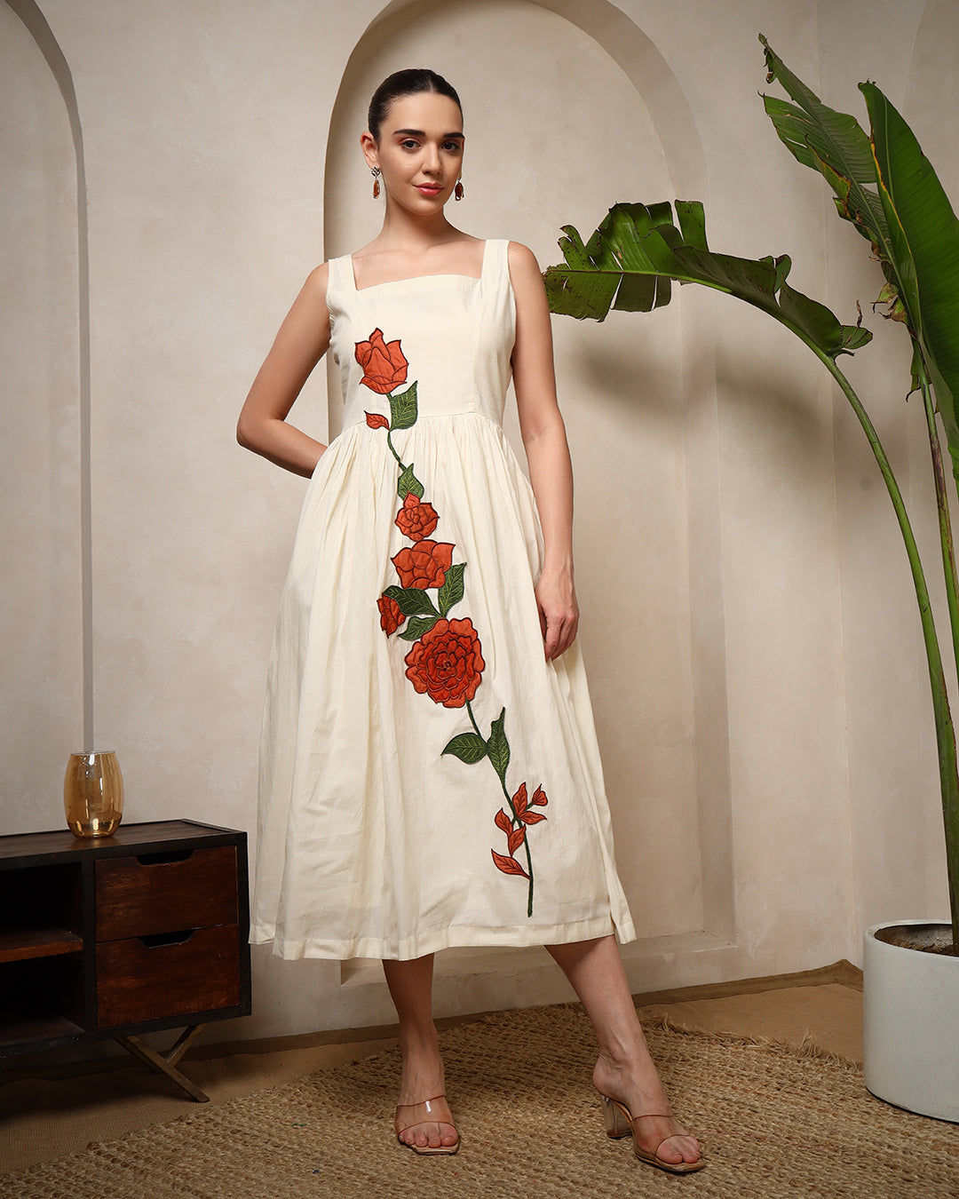 Ivory Bloom Handcrafted Midi Dress
