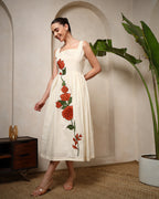 Ivory Bloom Handcrafted Midi Dress