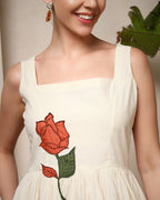 Ivory Bloom Handcrafted Midi Dress