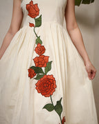 Ivory Bloom Handcrafted Midi Dress